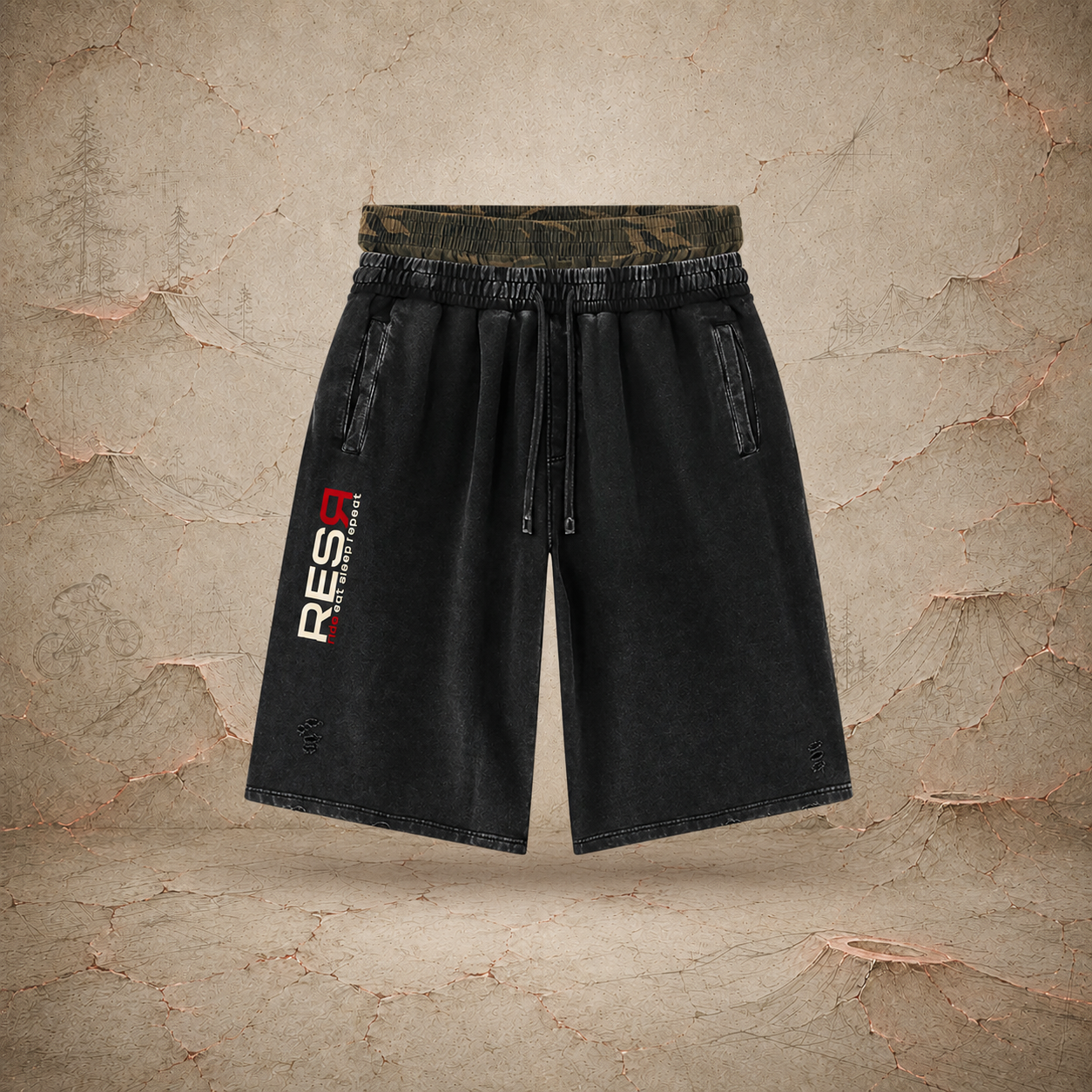 Basic Wide Leg Shorts Camou