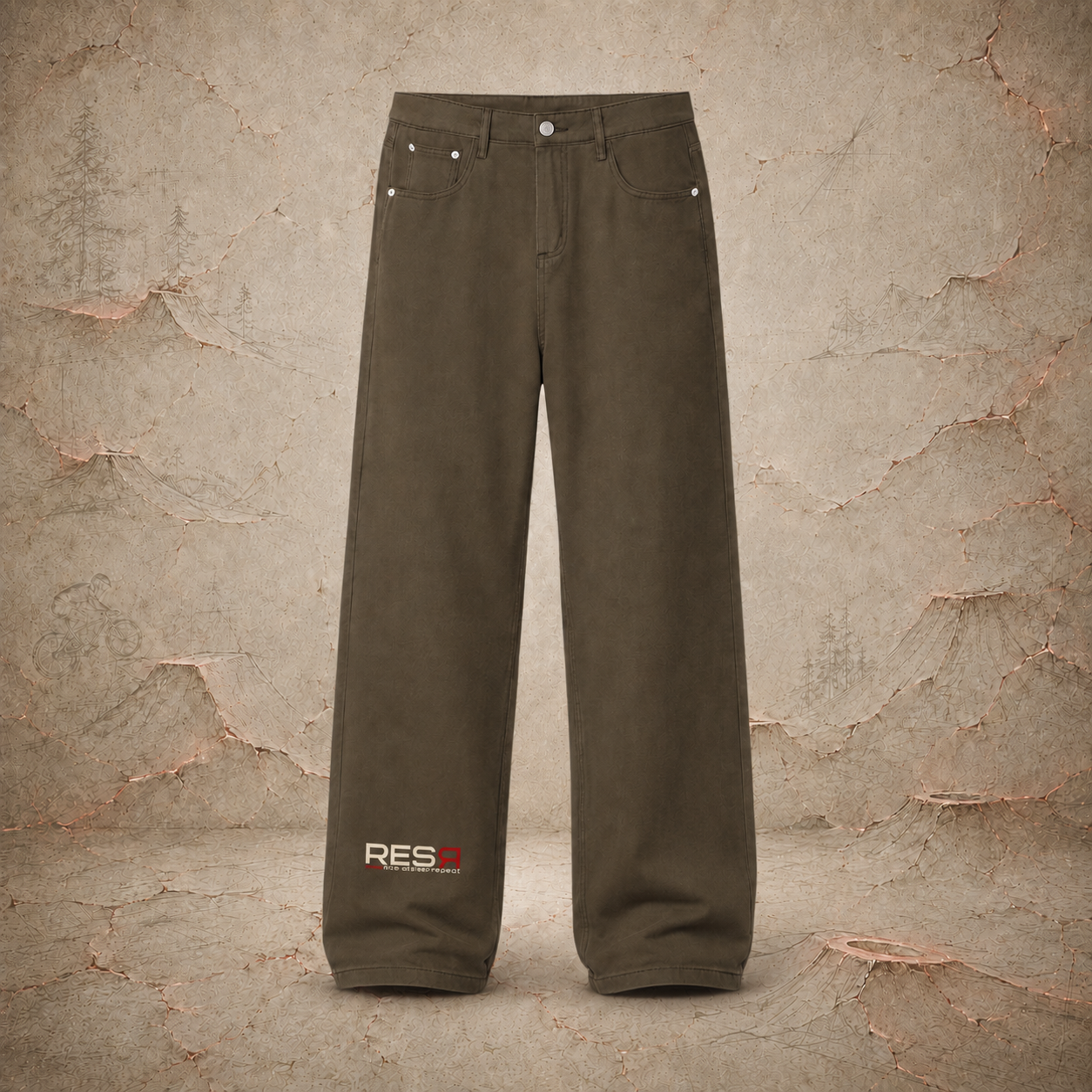 Basic Straight Leg Jeans Dunkel