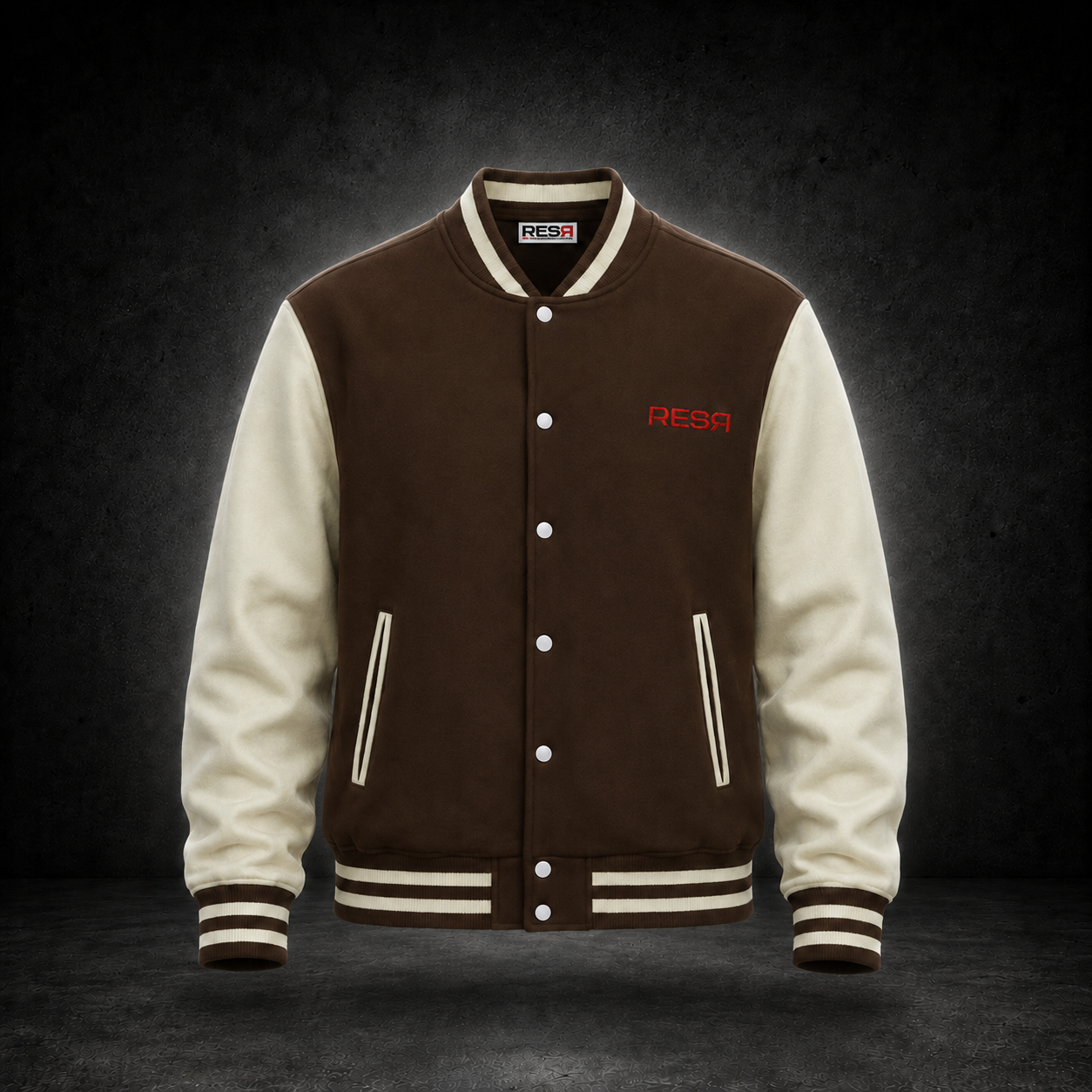 Cooldown varsity jacket coffee