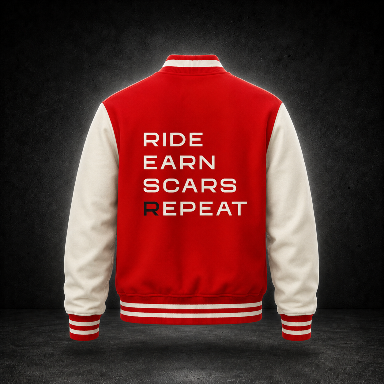 cooldown varsity jacket / red