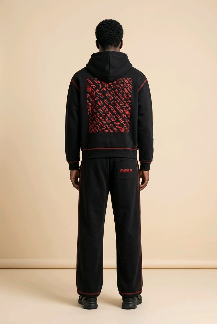 RESR STREETWEAR SUIT — BLACK / RED