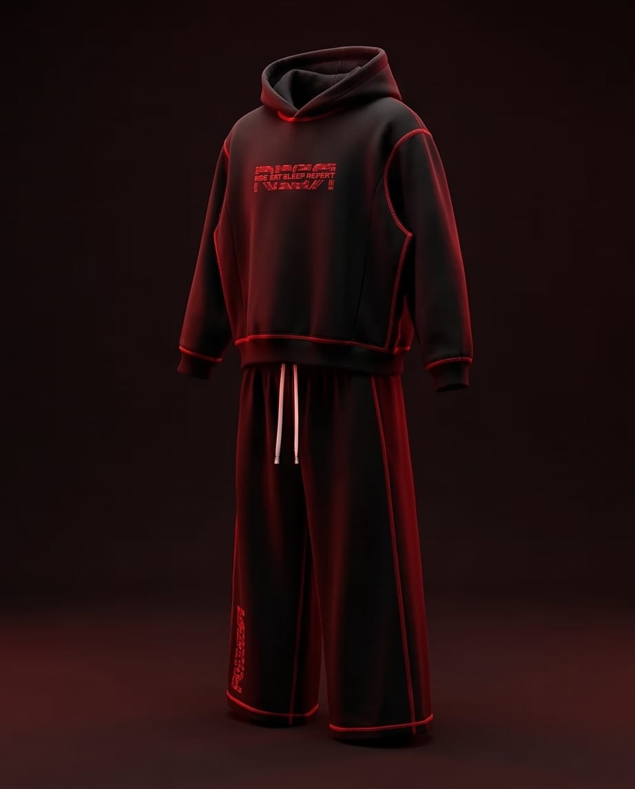 RESR STREETWEAR SUIT — BLACK / RED
